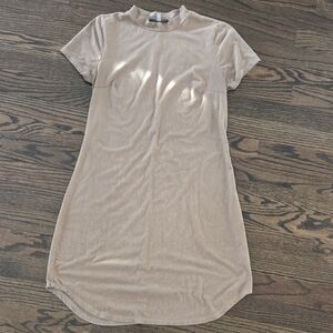 Charlotte Russe Mock Neck Mini Dress | Size XS | Y2K Beige Bodycon